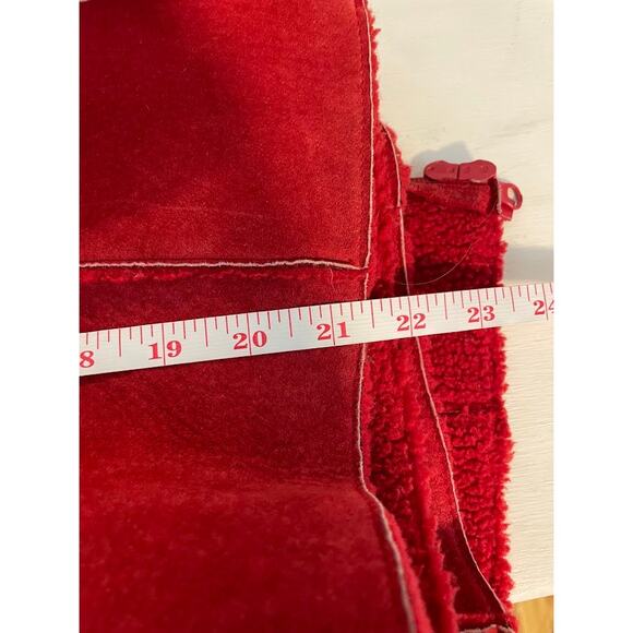 Suede Vest Womens Medium Red Leather Fleece Sleeveless Full Zip Jacket Coat - Picture 15 of 15